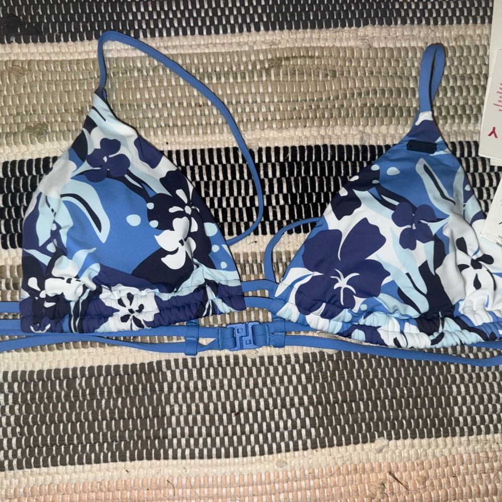 Roxy Blue and White Bikini Top